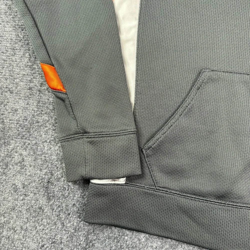 Nike Boys Performance Hoodie Youth XL Gray Orange Colorblock Swoosh Pullover Y2K